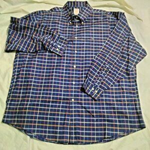 Brooks Brother Madison Mens Long Sleeve Button Down Plaid Shirt Blue XXL